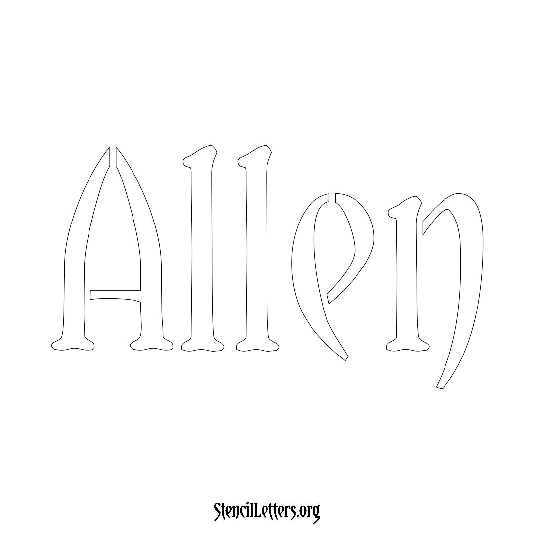 Allen name stencil in Vintage Brush Lettering