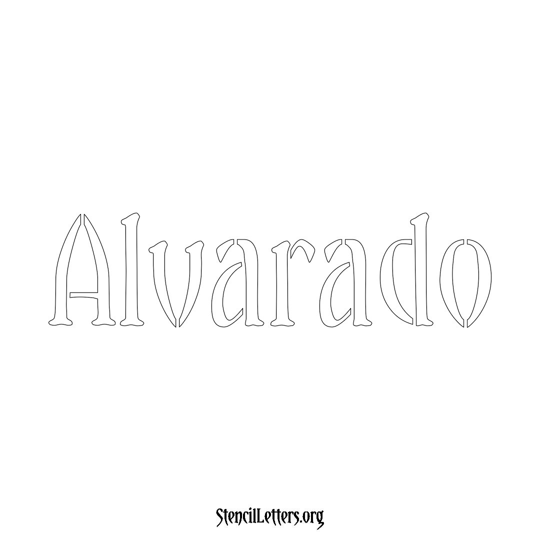 Alvarado name stencil in Vintage Brush Lettering