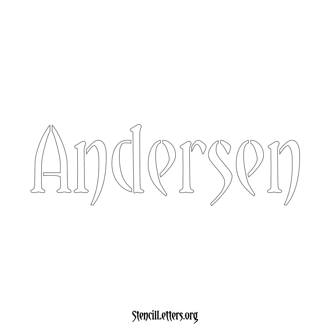 Andersen name stencil in Vintage Brush Lettering