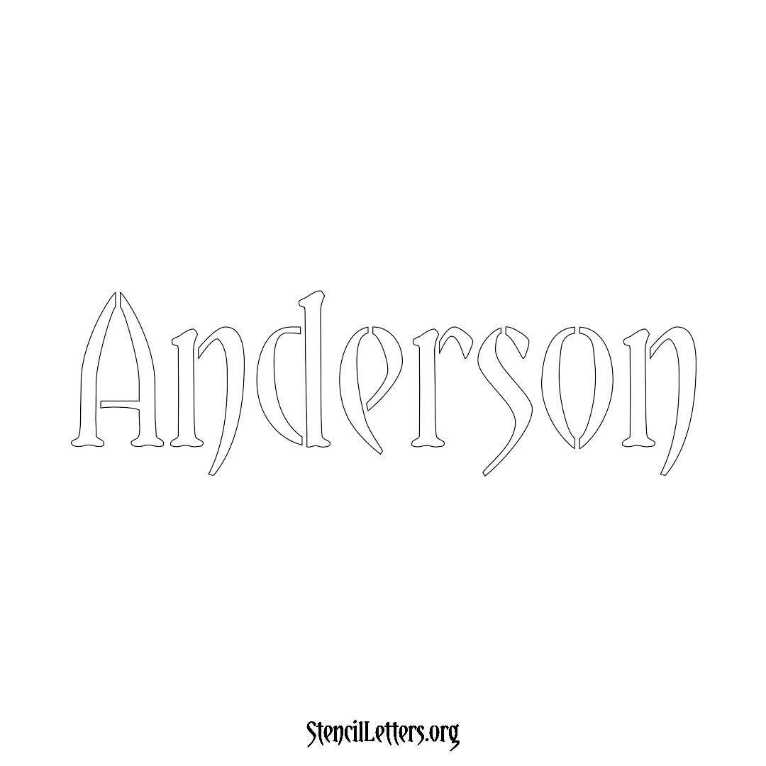 Anderson name stencil in Vintage Brush Lettering