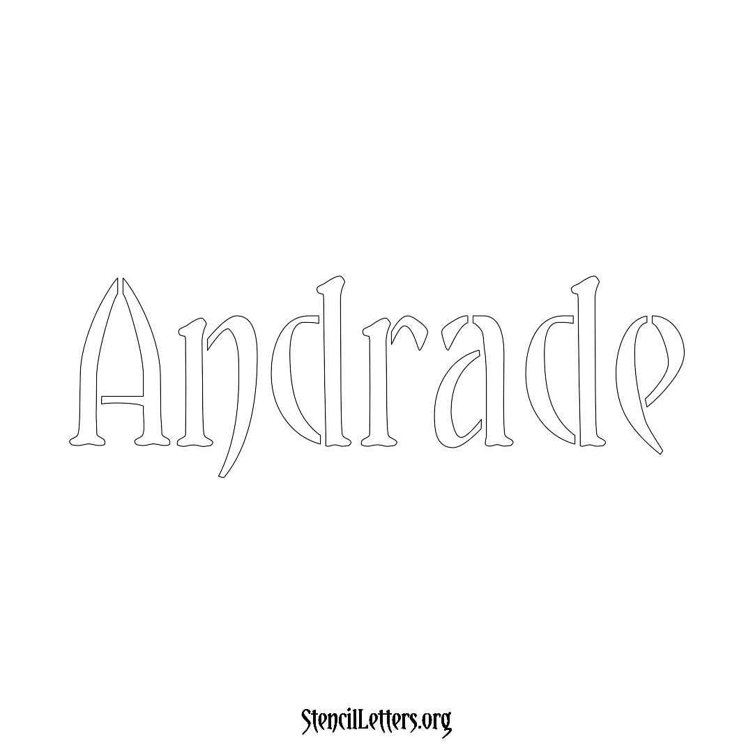 Andrade name stencil in Vintage Brush Lettering