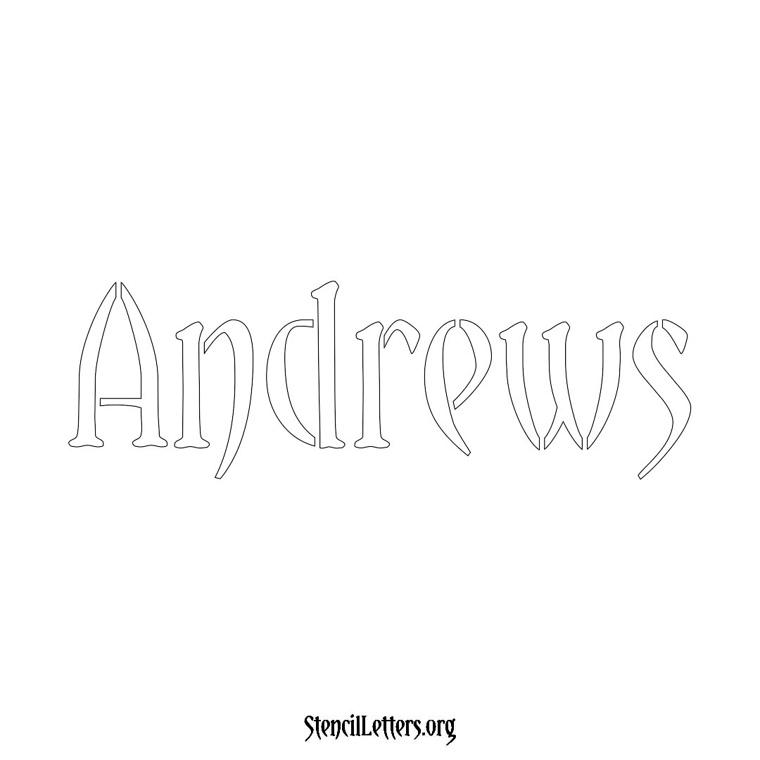 Andrews name stencil in Vintage Brush Lettering