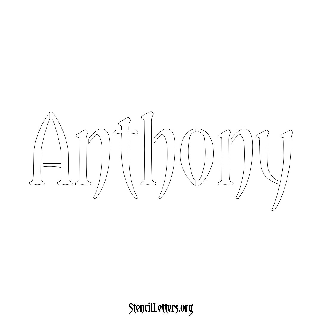 Anthony name stencil in Vintage Brush Lettering