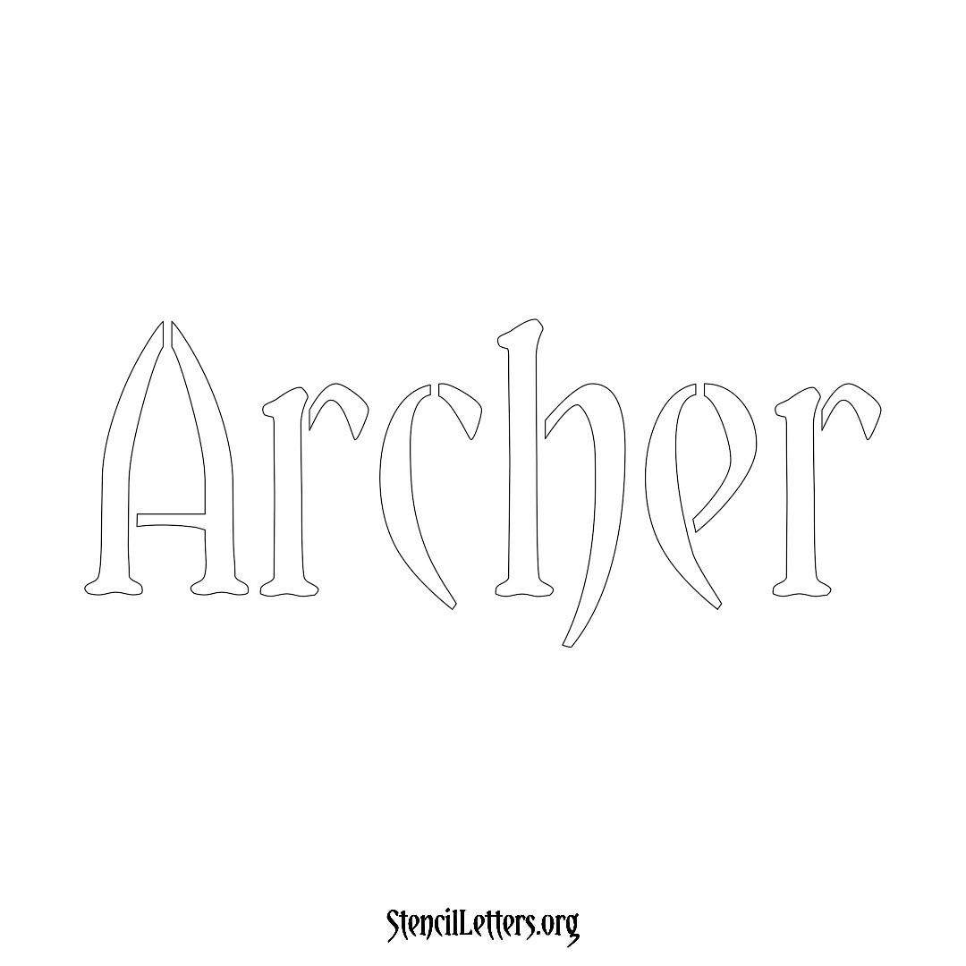 Archer name stencil in Vintage Brush Lettering