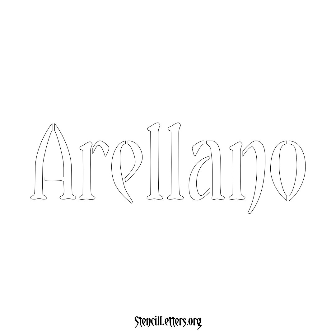 Arellano name stencil in Vintage Brush Lettering