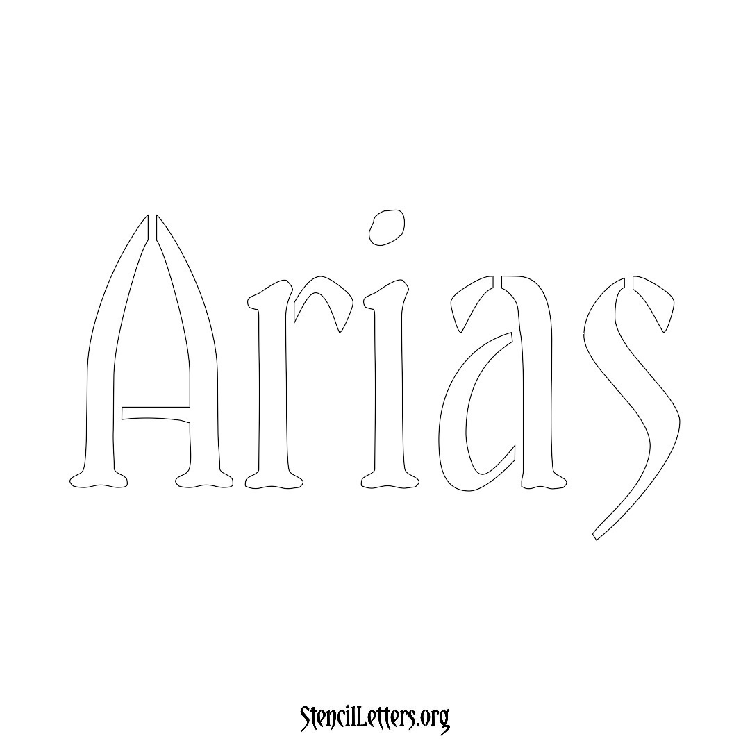 Arias name stencil in Vintage Brush Lettering