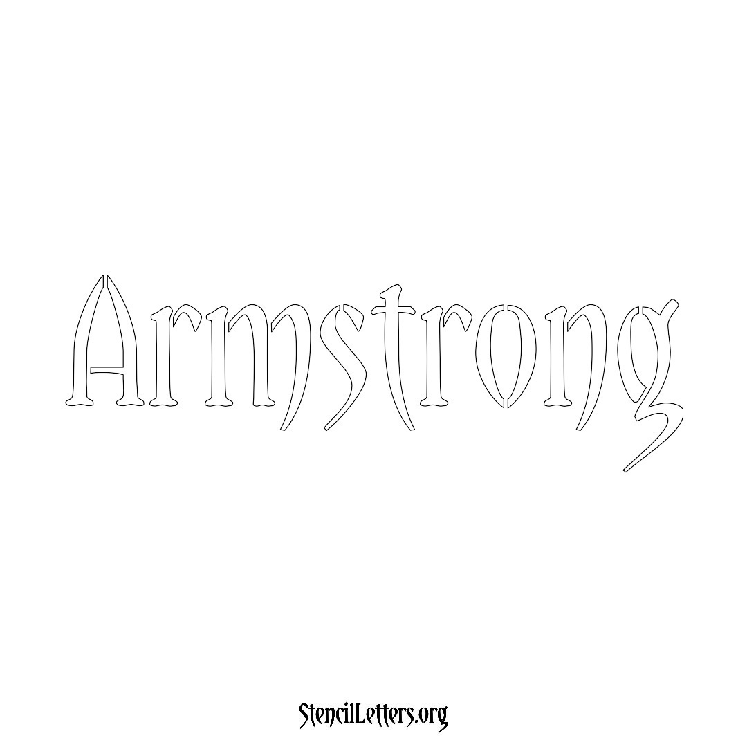 Armstrong name stencil in Vintage Brush Lettering