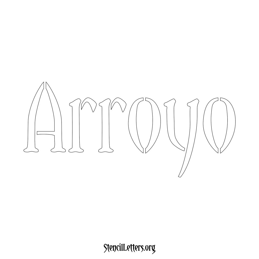 Arroyo name stencil in Vintage Brush Lettering