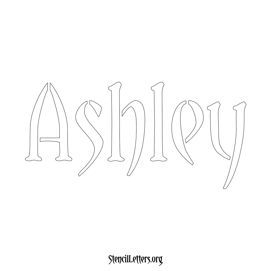 Ashley name stencil in Vintage Brush Lettering