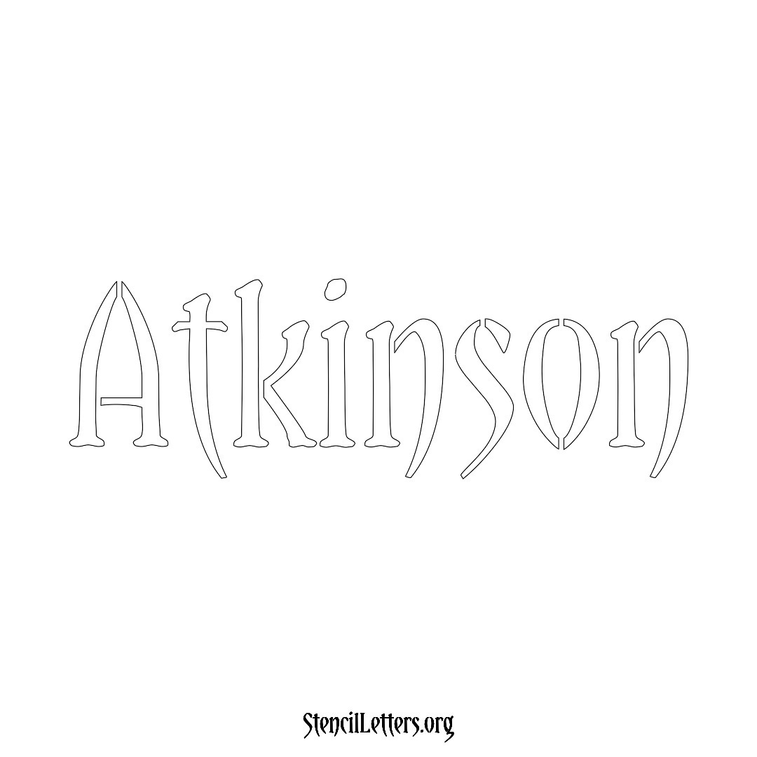 Atkinson name stencil in Vintage Brush Lettering