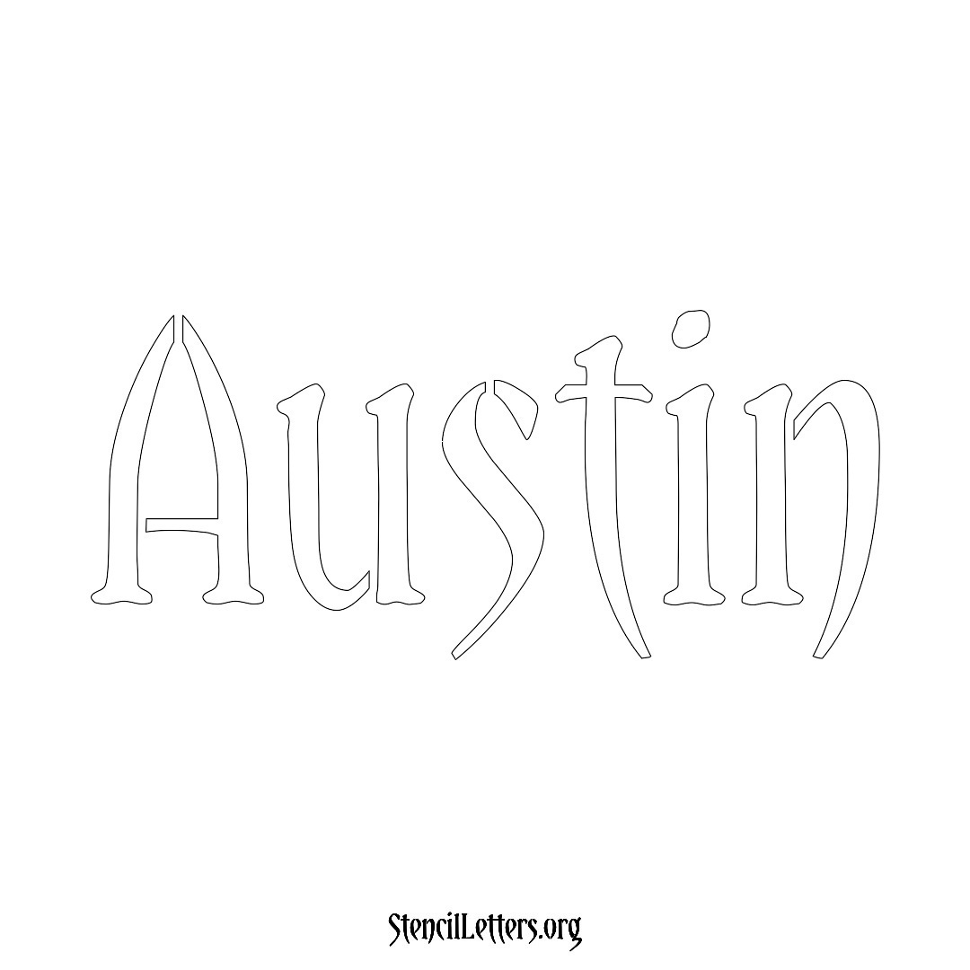 Austin name stencil in Vintage Brush Lettering