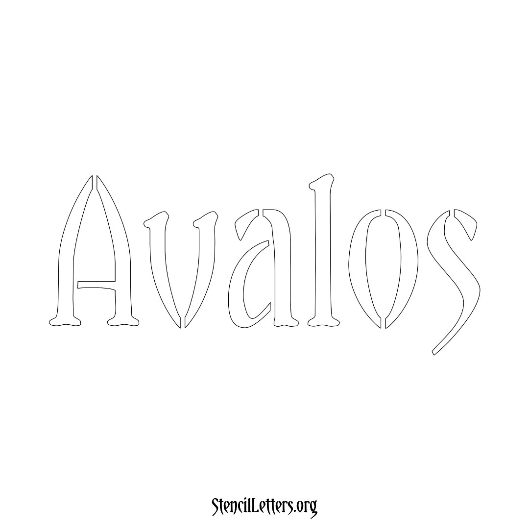 Avalos name stencil in Vintage Brush Lettering