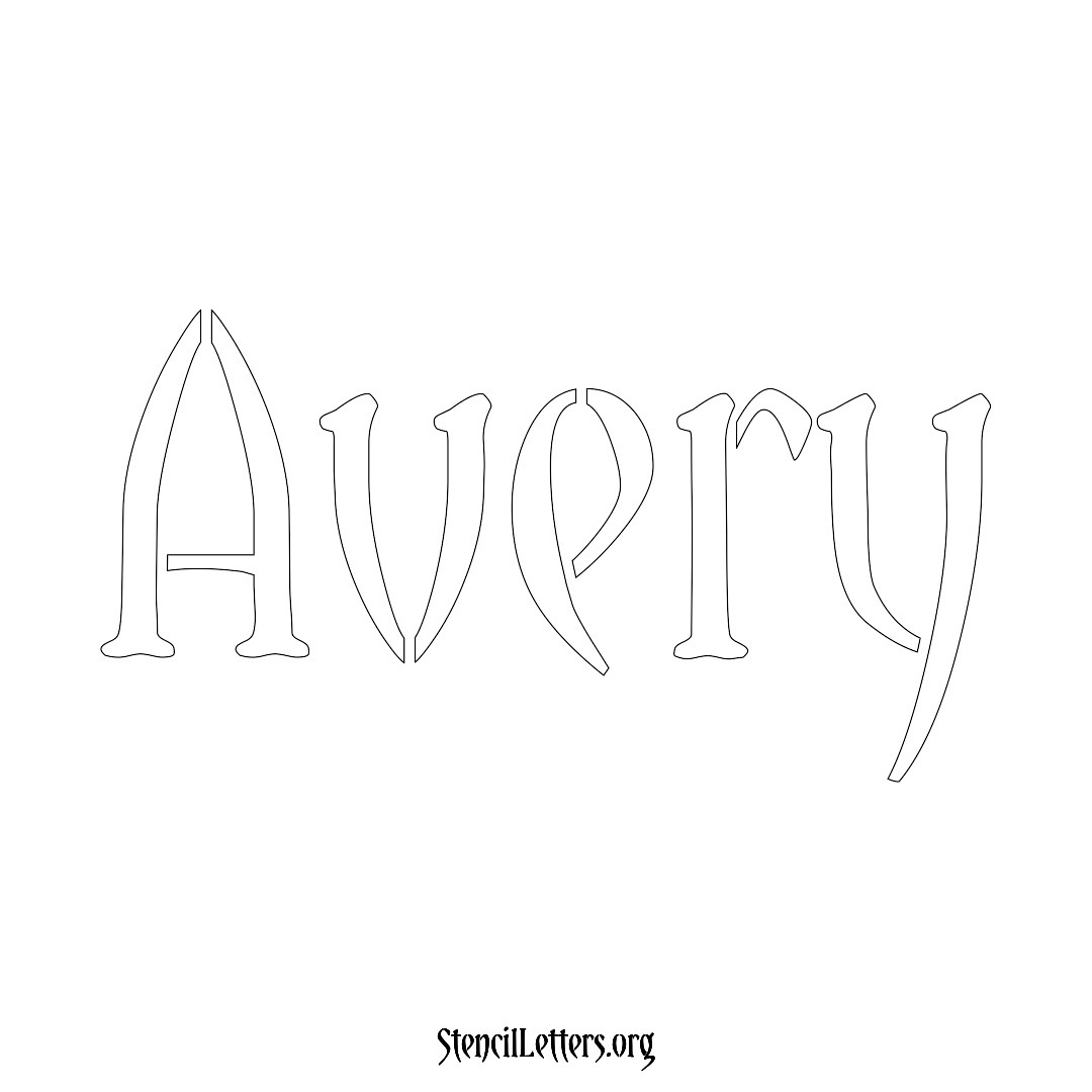 Avery name stencil in Vintage Brush Lettering