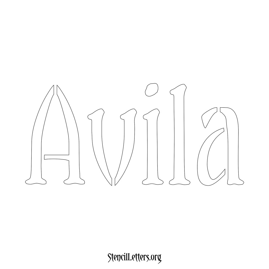 Avila name stencil in Vintage Brush Lettering