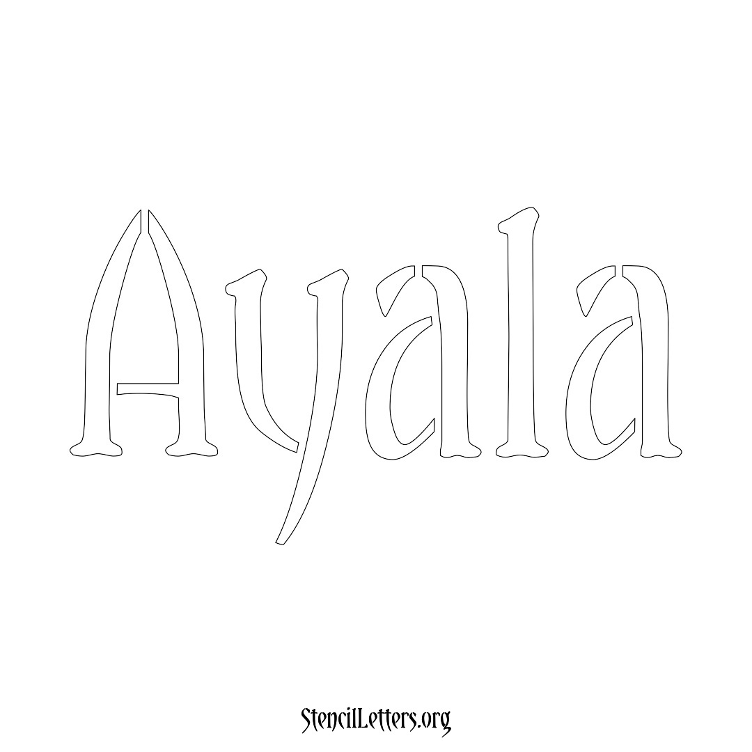 Ayala name stencil in Vintage Brush Lettering