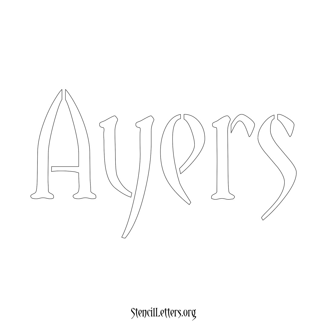 Ayers name stencil in Vintage Brush Lettering