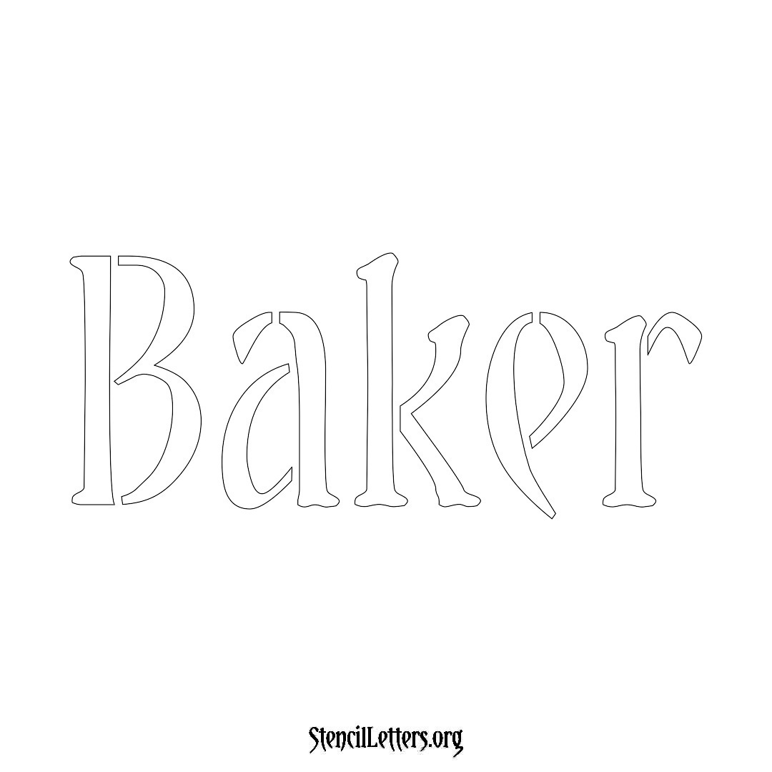 Baker name stencil in Vintage Brush Lettering