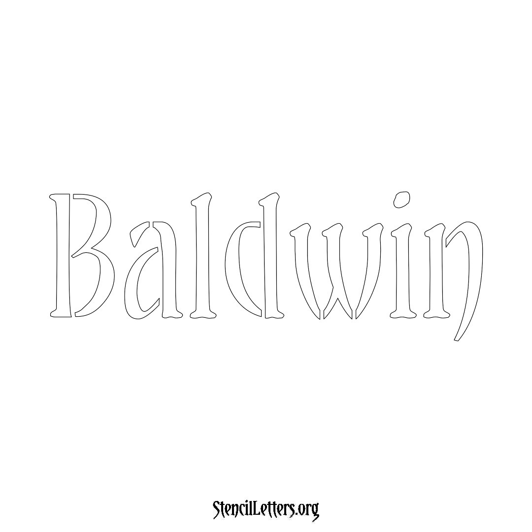 Baldwin name stencil in Vintage Brush Lettering
