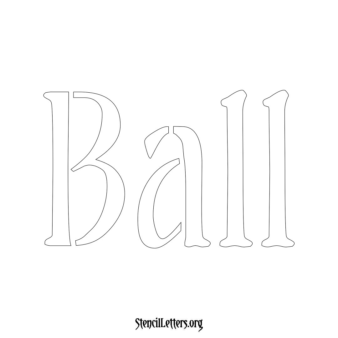 Ball name stencil in Vintage Brush Lettering