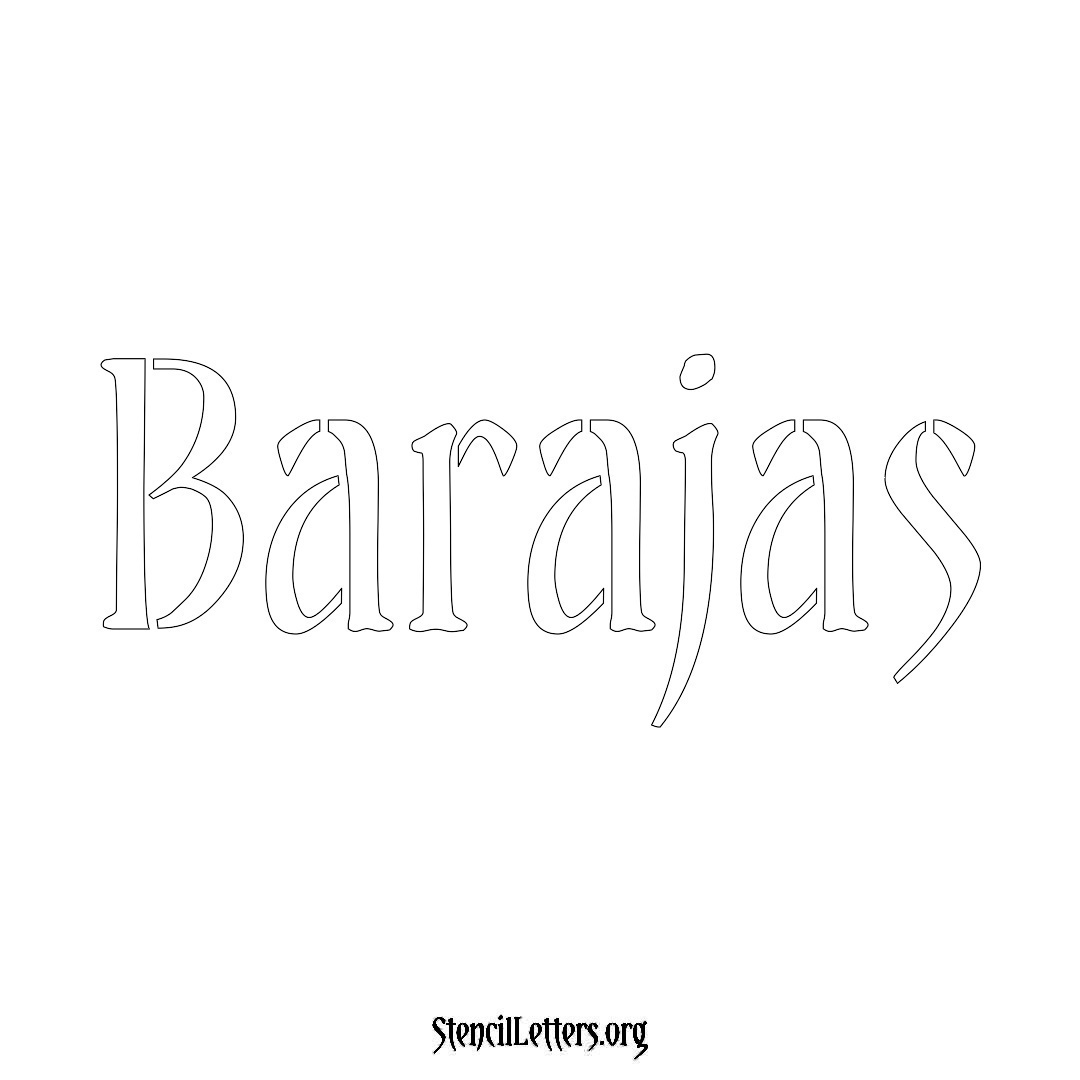 Barajas name stencil in Vintage Brush Lettering