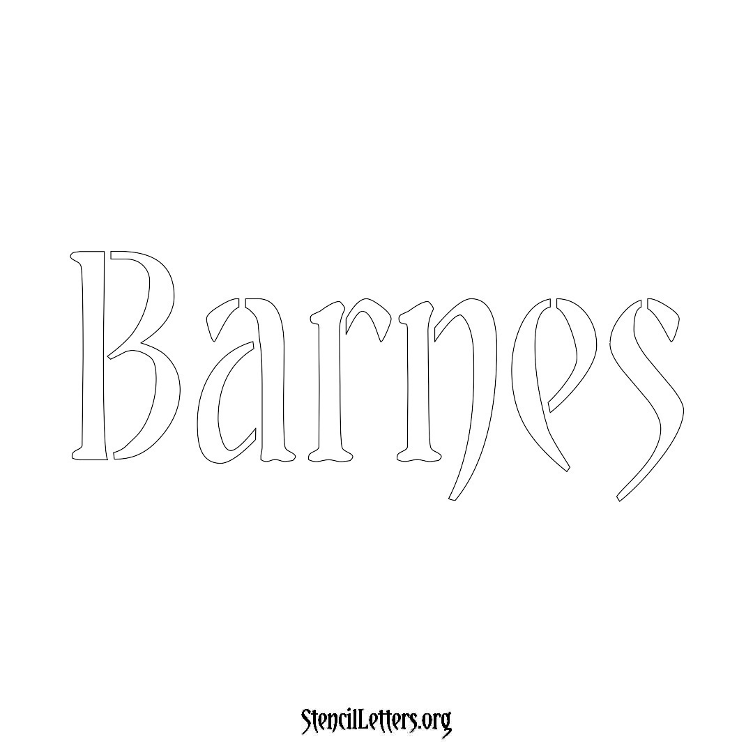 Barnes name stencil in Vintage Brush Lettering