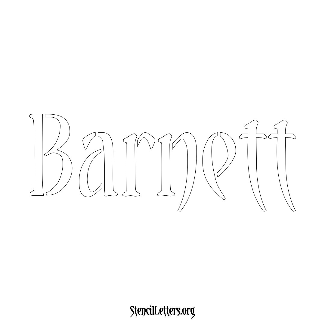 Barnett name stencil in Vintage Brush Lettering