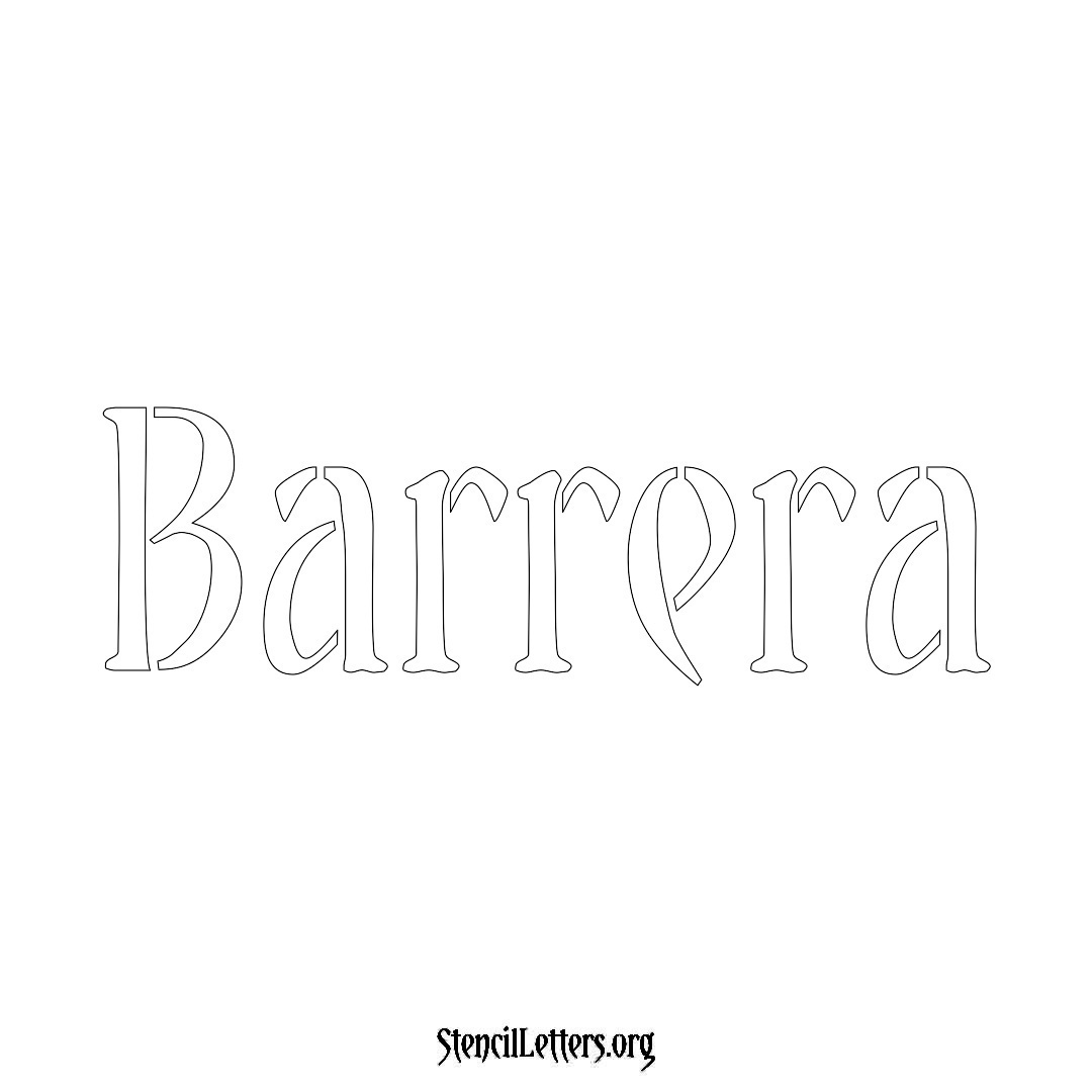 Barrera name stencil in Vintage Brush Lettering