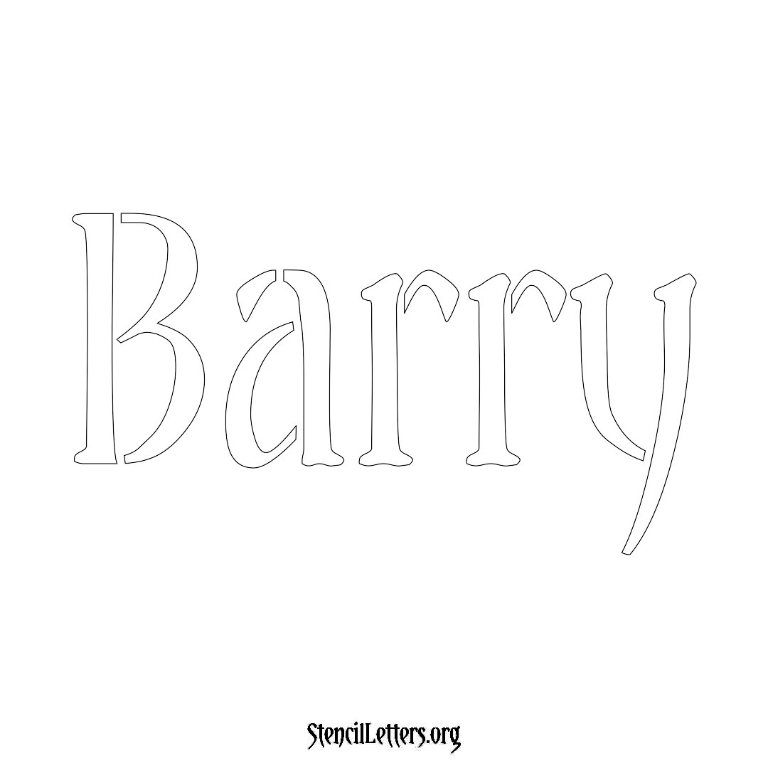 Barry name stencil in Vintage Brush Lettering
