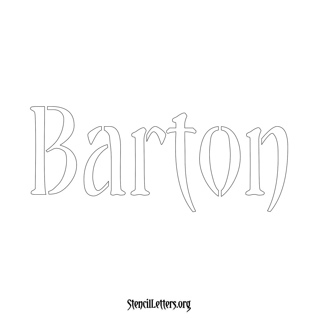 Barton name stencil in Vintage Brush Lettering