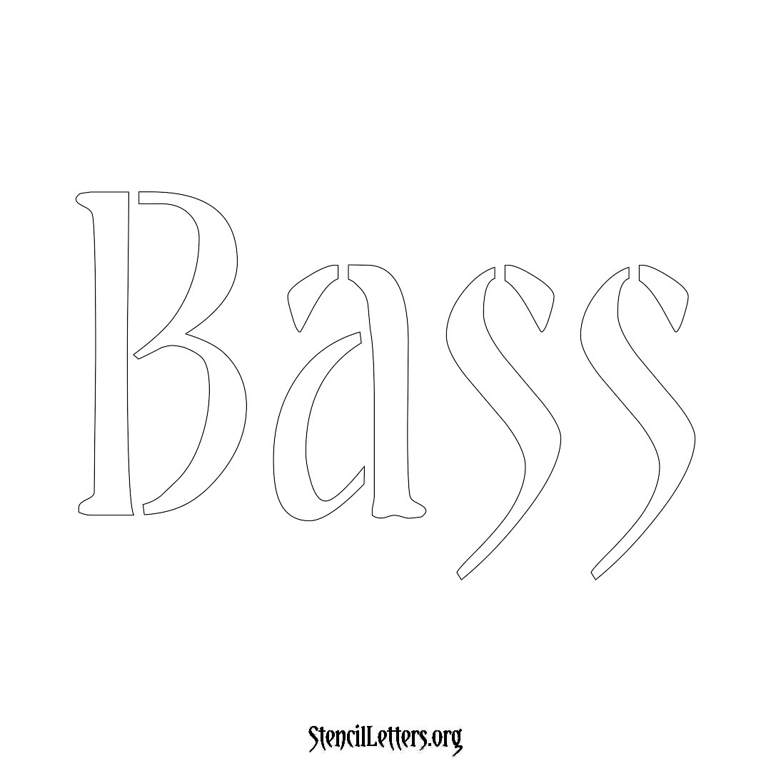 Bass name stencil in Vintage Brush Lettering
