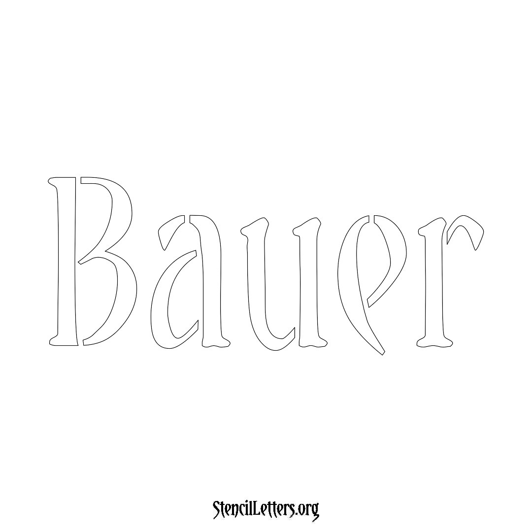 Bauer name stencil in Vintage Brush Lettering