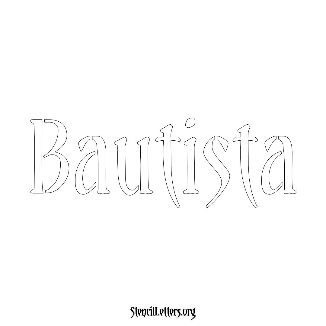 Bautista name stencil in Vintage Brush Lettering