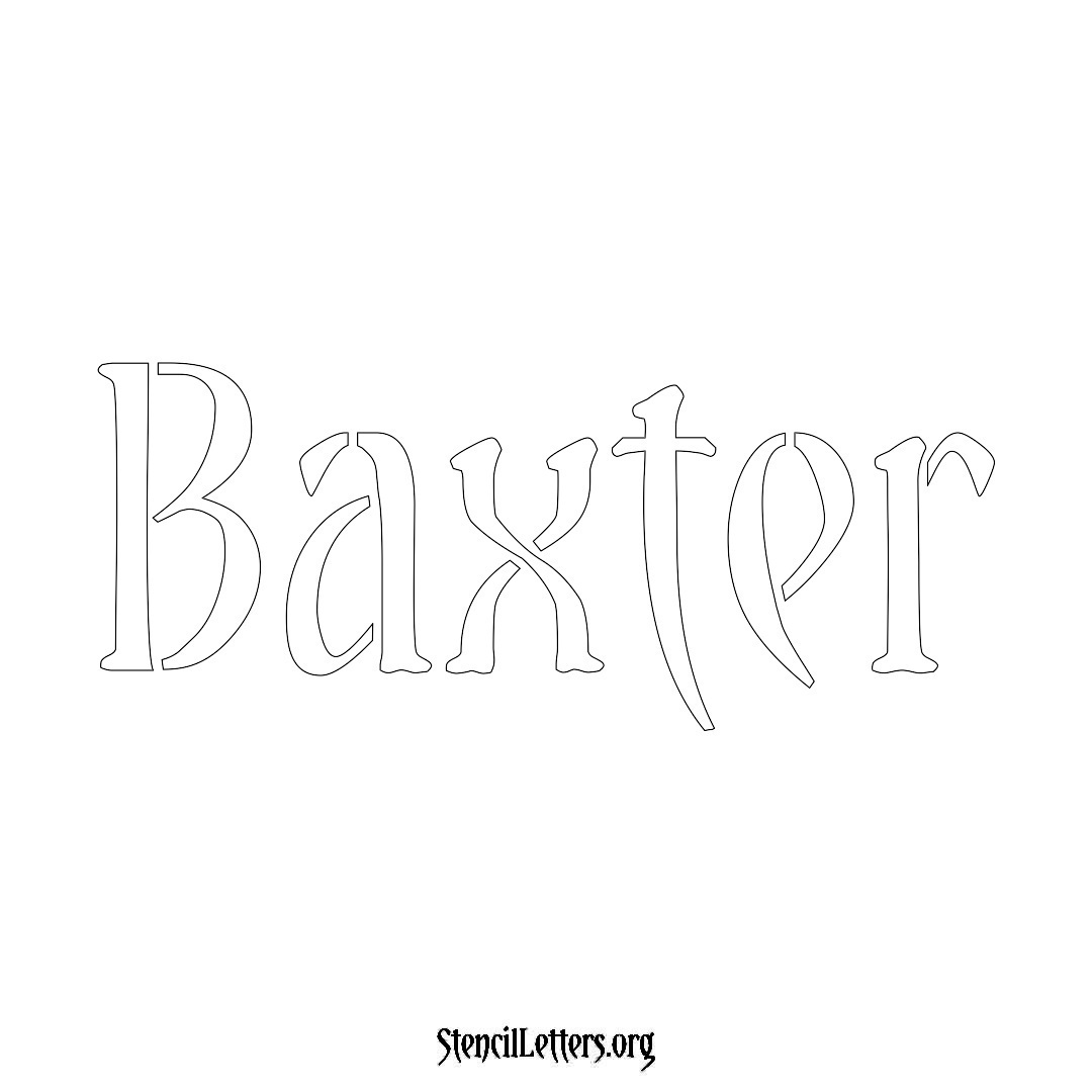 Baxter name stencil in Vintage Brush Lettering