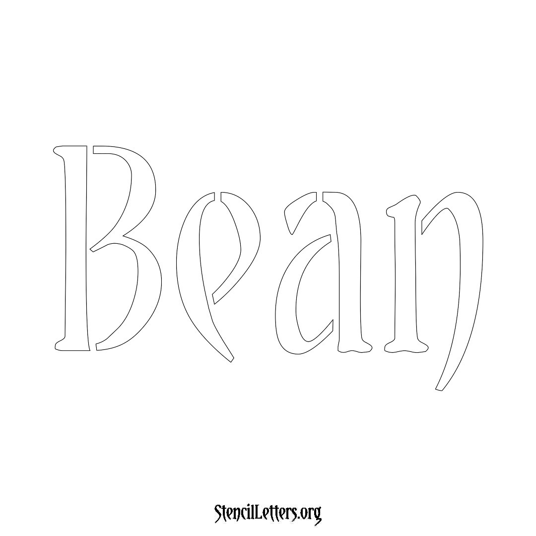 Bean name stencil in Vintage Brush Lettering