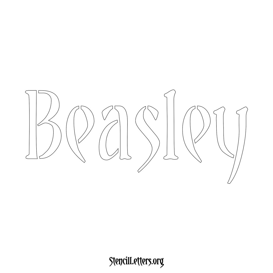 Beasley name stencil in Vintage Brush Lettering