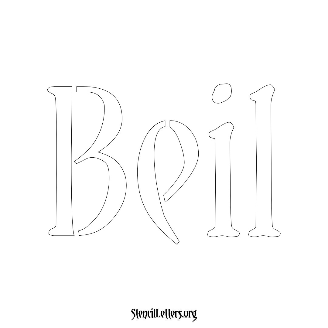 Beil name stencil in Vintage Brush Lettering