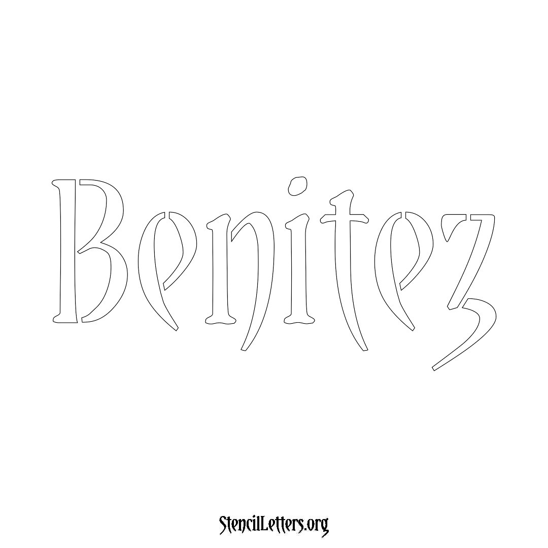 Benitez name stencil in Vintage Brush Lettering