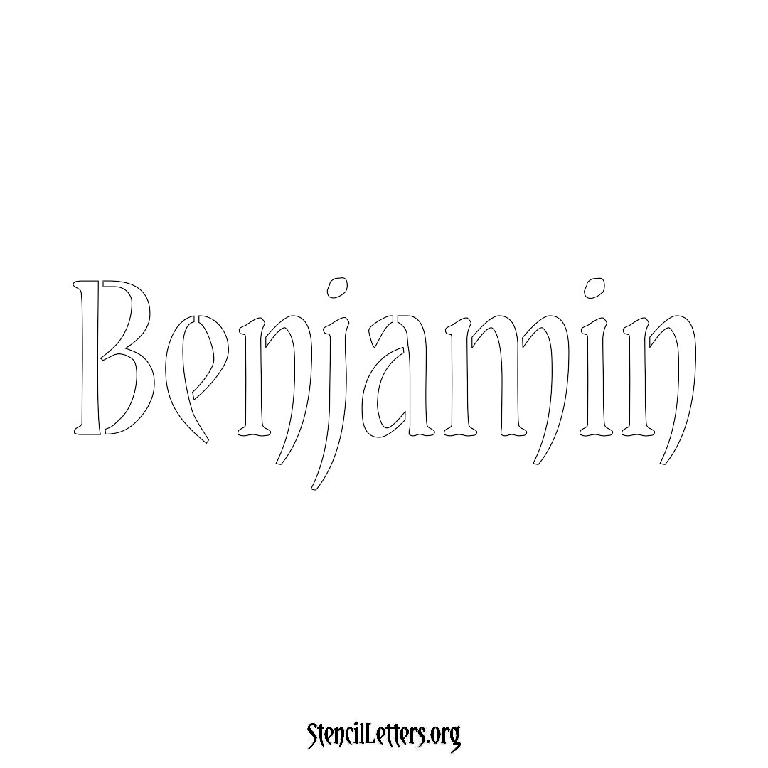 Benjamin name stencil in Vintage Brush Lettering
