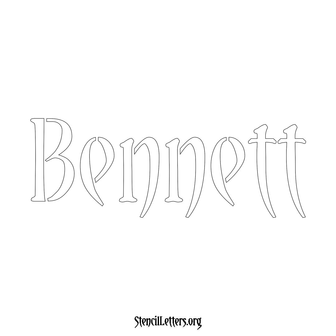 Bennett name stencil in Vintage Brush Lettering
