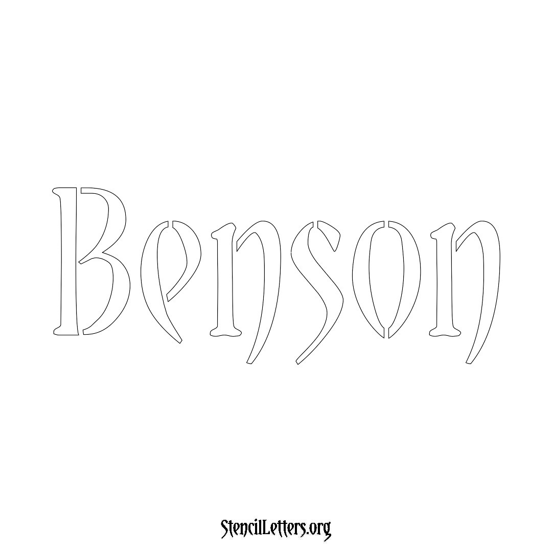 Benson name stencil in Vintage Brush Lettering