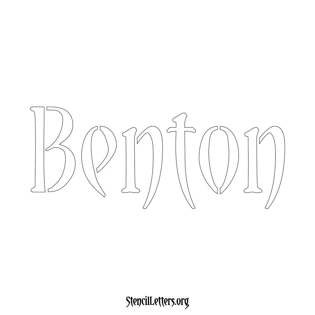 Benton name stencil in Vintage Brush Lettering