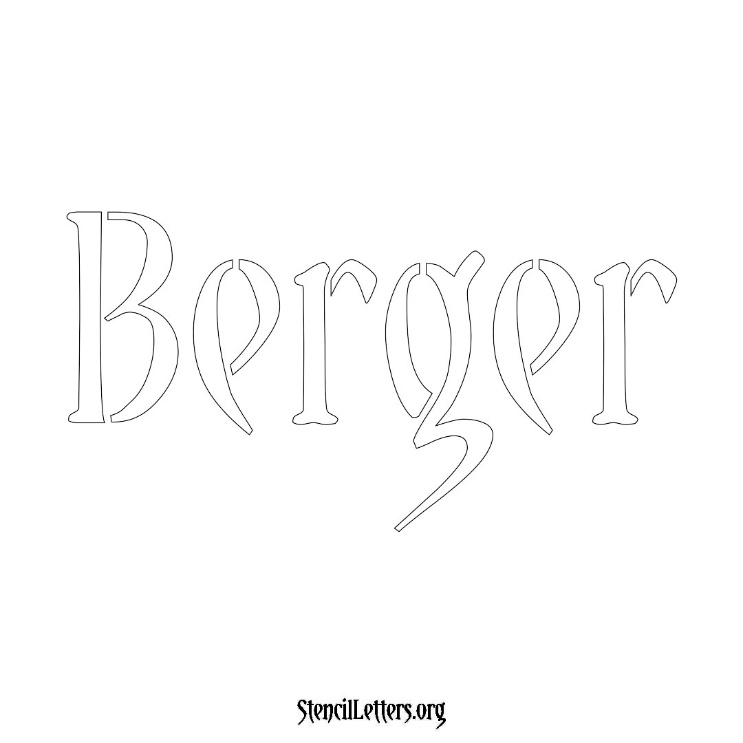 Berger name stencil in Vintage Brush Lettering