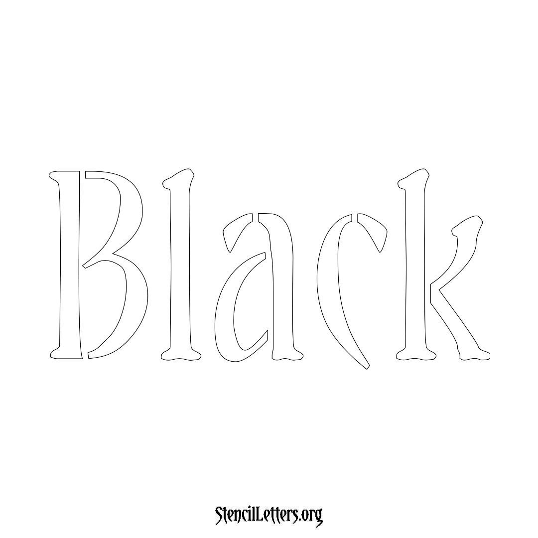 Black name stencil in Vintage Brush Lettering