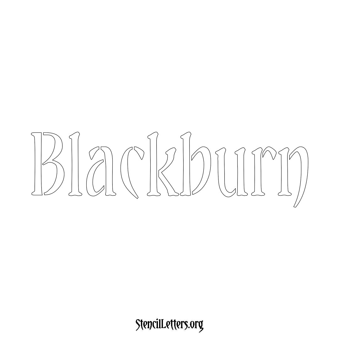 Blackburn name stencil in Vintage Brush Lettering