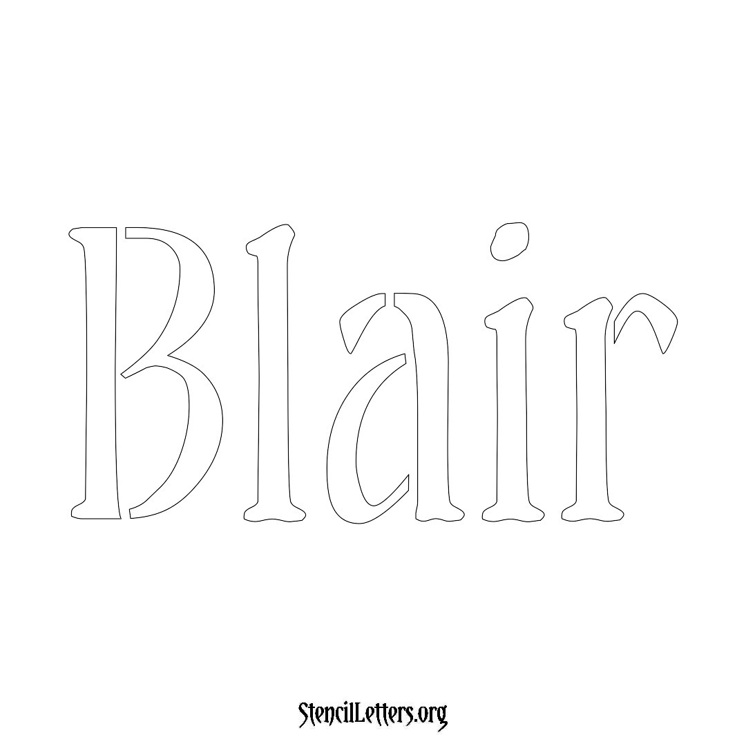 Blair name stencil in Vintage Brush Lettering