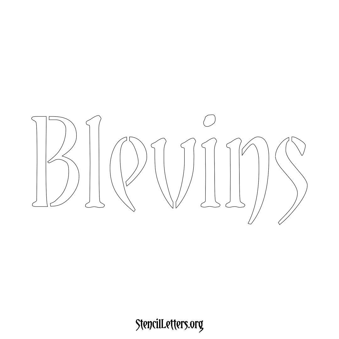 Blevins name stencil in Vintage Brush Lettering