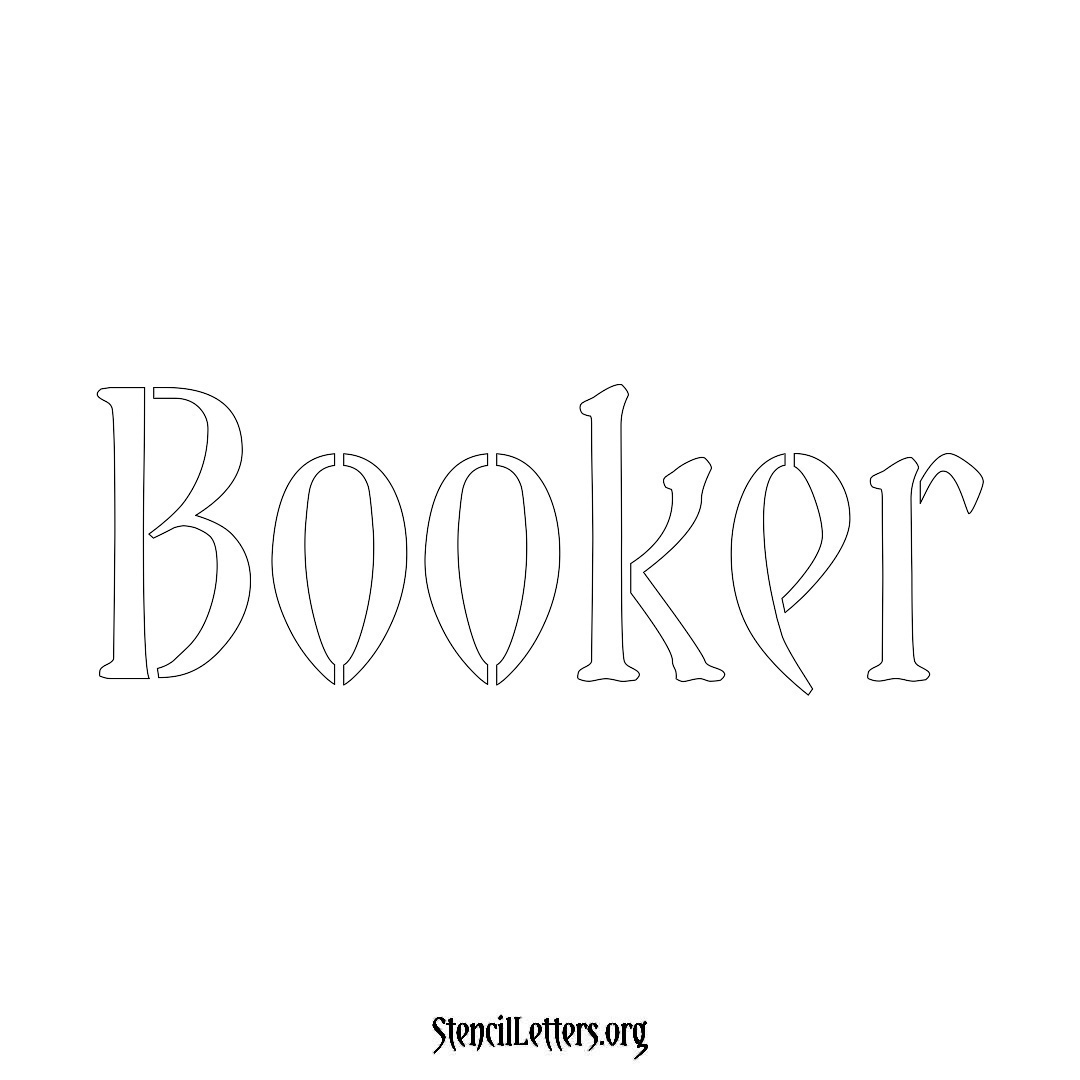 Booker name stencil in Vintage Brush Lettering