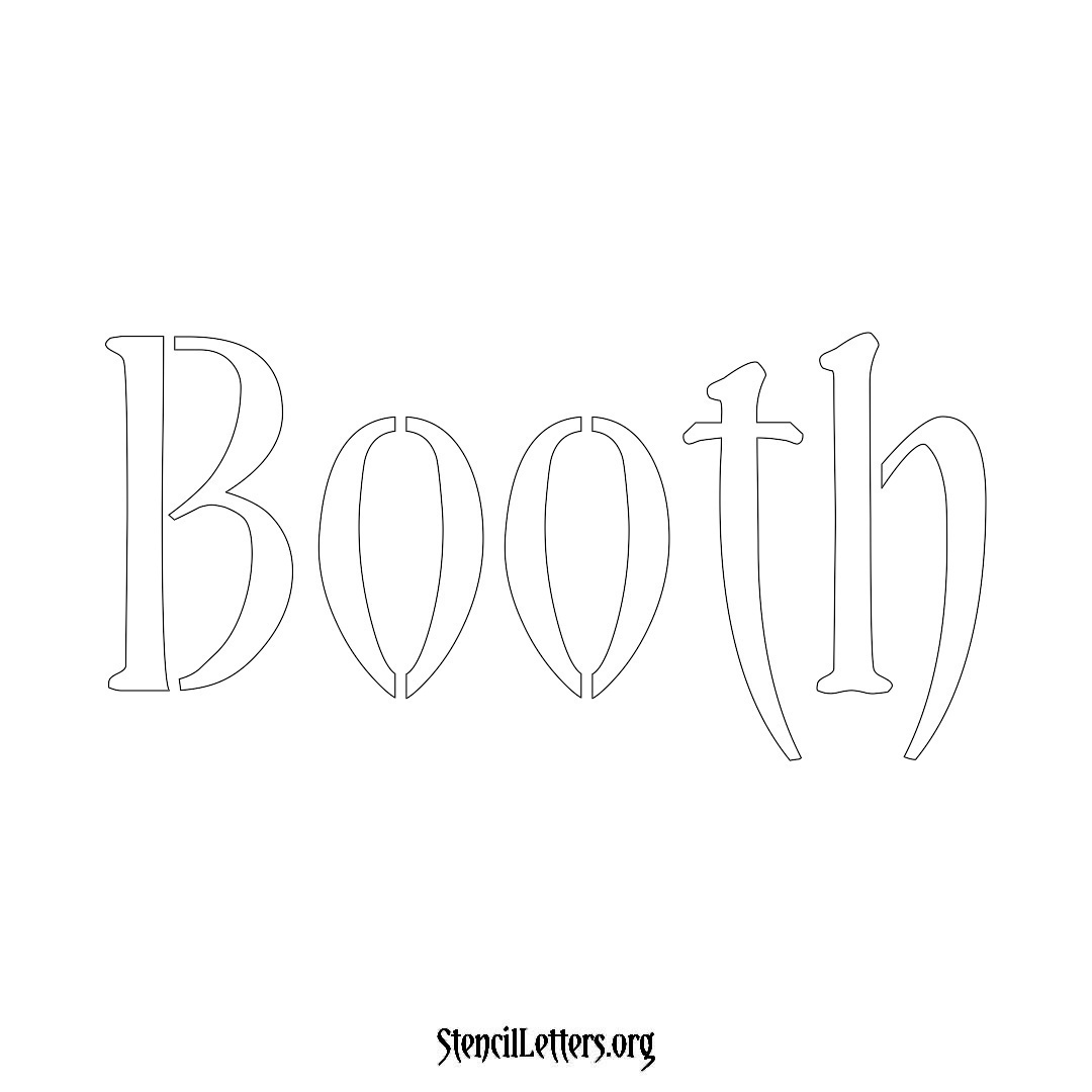Booth name stencil in Vintage Brush Lettering