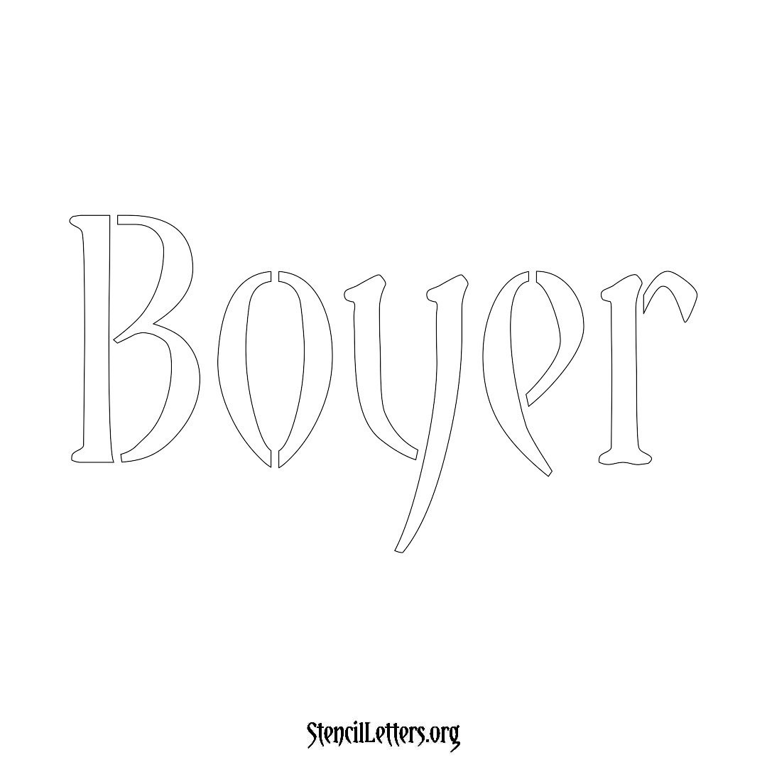 Boyer name stencil in Vintage Brush Lettering