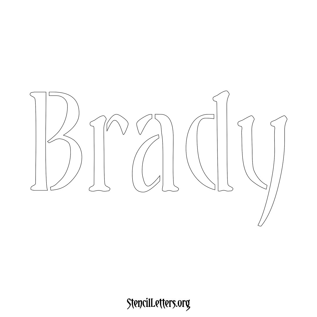 Brady name stencil in Vintage Brush Lettering